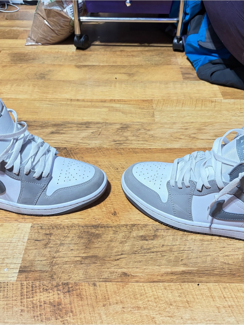 Jordan Men's White and Light Gray High-Top Sneakers